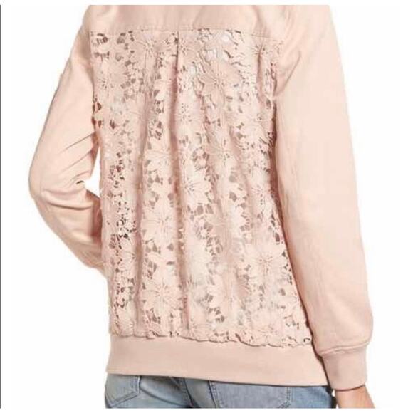 Chelsea28 Pink Lace Back Bomber Jacket Valentine - Picture 2 of 12